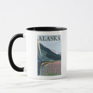 Taza AlaskaRailroad y viaje del vintage del Fireweed