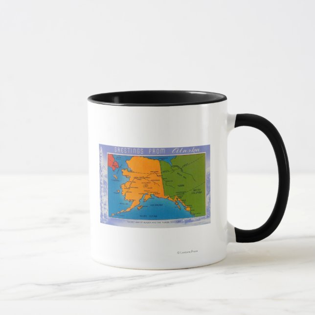 Taza AlaskaSaludos desde el mapa de Alaska (Derecha)