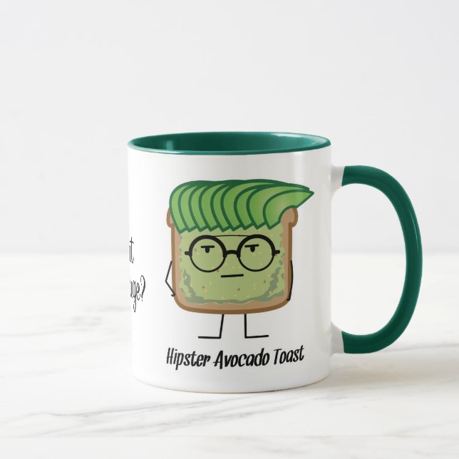 Taza Albornoces de aguacate con hipster y pelo gris (Derecha)