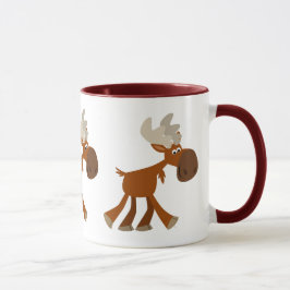 Taza Alce de dibujos animados lindo y feliz