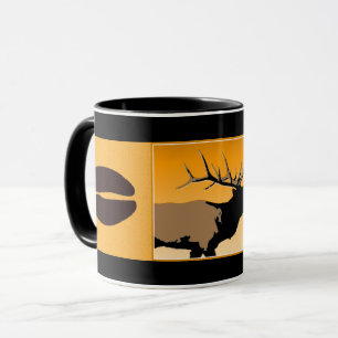 Taza Alce toro al atardecer original de la vida silvest