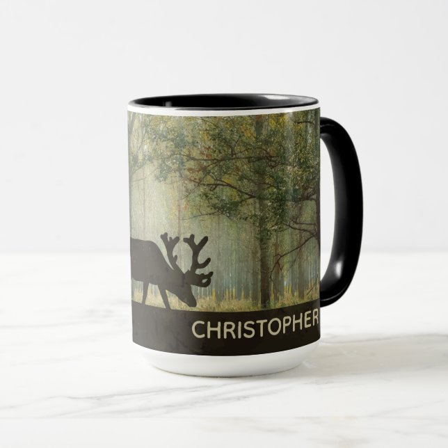 Taza Alces en el ilustracion del bosque personalizado (Anverso derecho)