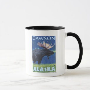 Taza Alces en la noche - Dawson, Alaska