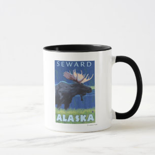 Taza Alces en la noche - Seward, Alaska