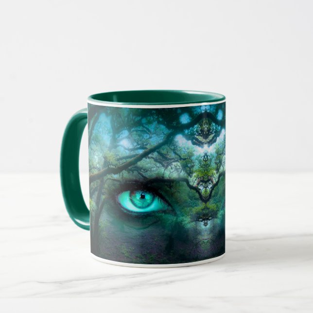 Taza Alcohol divino verde de la naturaleza del bosque (Anverso izquierdo)