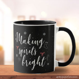 Taza Alegrando Espíritus Brillantes Negro Blanco Lindo 