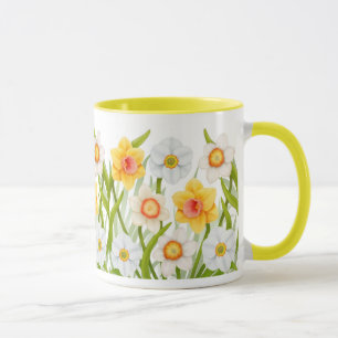 Taza alegre del campanero de los narcisos de la