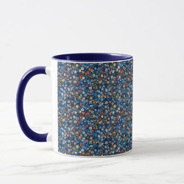 Taza Alegre Ditsy Wildflower Print Indigo Blue Mug (Izquierda)