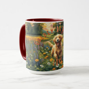 Taza Alegre recuperador de oro frotándose al amanecer