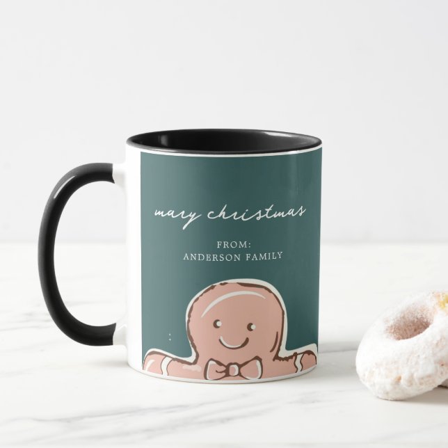 Taza Alegres Navidades de GreenMerry de GingerBreadMan  (Con donut)