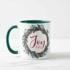 Taza Alegría a los Navidades de la Wreath Evergreen