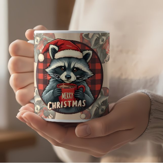 Taza Alegría de Cacao de Mapache de Navidad (Christmas Raccoon Cocoa Cheer Mug)