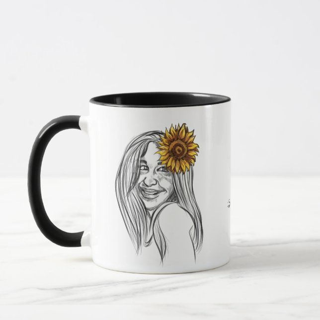 Taza Alegría del girasol por los cumpleaños de septiemb (Izquierda)