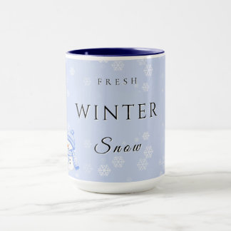 Taza Alegría fresca de invierno con nieve y muñeco de n