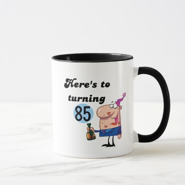 Taza Alegrías a 85 camisetas y regalos del cumpleaños (Derecha)