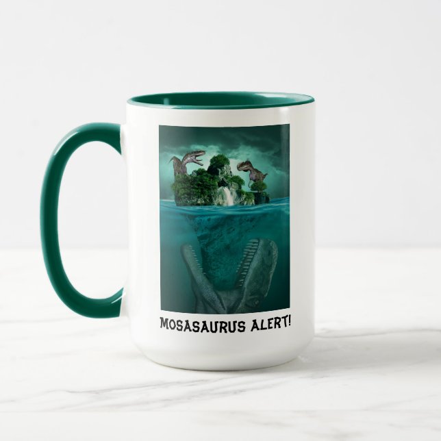 Taza ¡Alerta Mosasaurus! Personalizar Jurassic World Di (Izquierda)