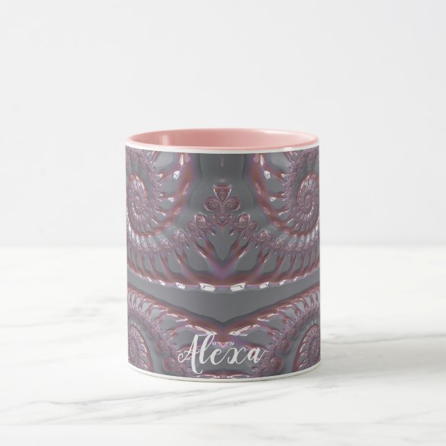 Taza ALEXA ~ GLOSSY 3D Zany Plata Rosa ~ (Centro)