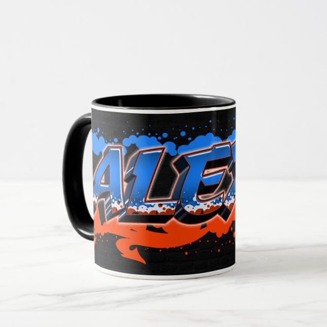 Taza Alexis Vorname Name Graffiti blue orange Tasse (Anverso izquierdo)
