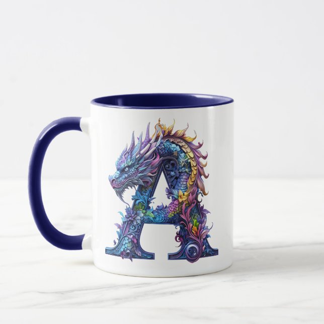 Taza Alfabeto de dragón místico - Letra A (Izquierda)