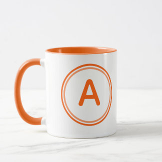 Taza Alfabeto de letra redonda diseño de círculo naranj