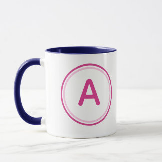 Taza Alfabeto de letra redonda diseño de círculo rosa
