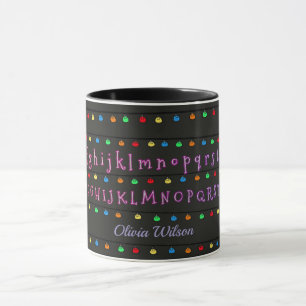 Taza Alfabeto de neón brillante con luces festivas