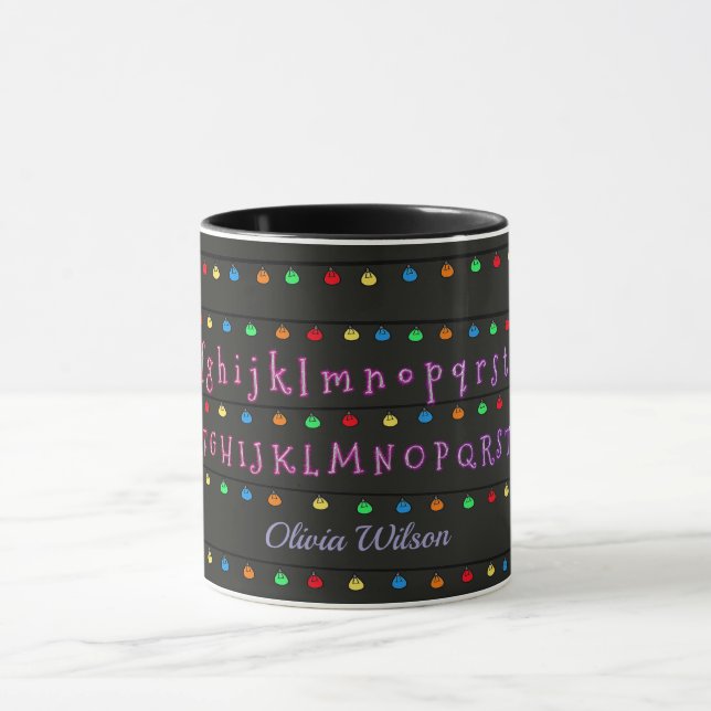 Taza Alfabeto de neón brillante con luces festivas (Centro)