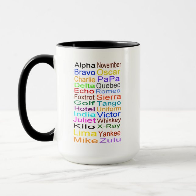 Taza Alfabeto fonético a la derecha o a la izquierda (Izquierda)