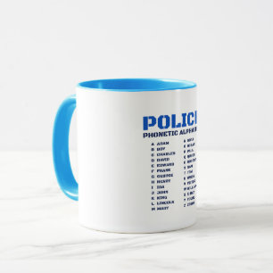 Taza Alfabeto fonético policial completo de la A a la Z
