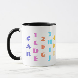 Taza Alfabeto y números coloridos personalizados, niños