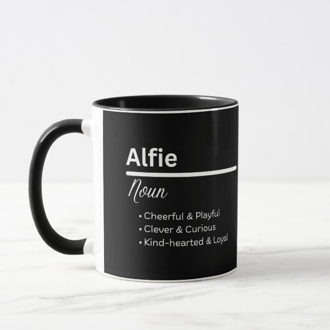 Taza Alfie Boy Name Definition Personalized Mug (Izquierda)