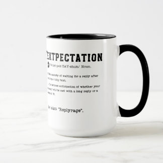 Taza Alfombra de texto - Esperando una respuesta de tex