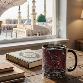 Taza Alfombra Islámica de la Mezquita de Madinah Vintag