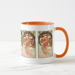 Taza Alfonso Mucha - arte femenino de Nouveau - danza