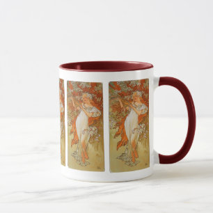 Taza Alfonso Mucha - arte Nouveau - primavera