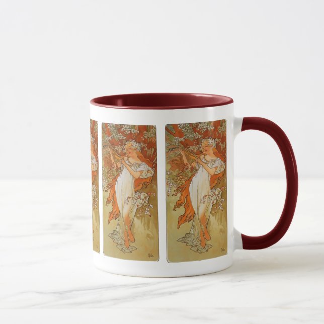 Taza Alfonso Mucha - arte Nouveau - primavera (Derecha)