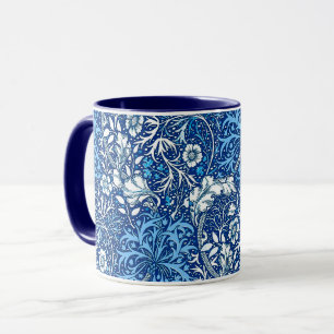 Taza Alga marina de Nouveau del arte floral, azul de