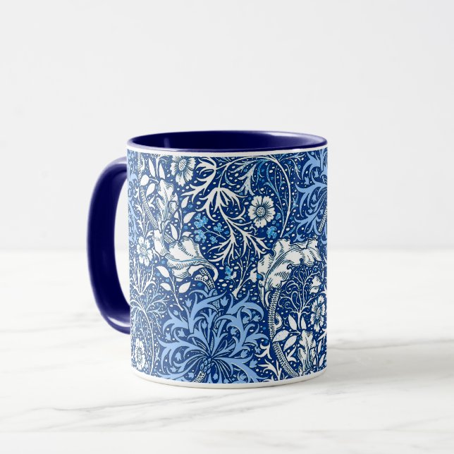Taza Alga marina de Nouveau del arte floral, azul de (Anverso izquierdo)