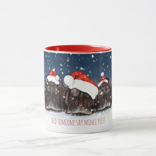 Taza ¿Alguien dijo que Mince Pies, Navidades Hippo Mug? (Centro)