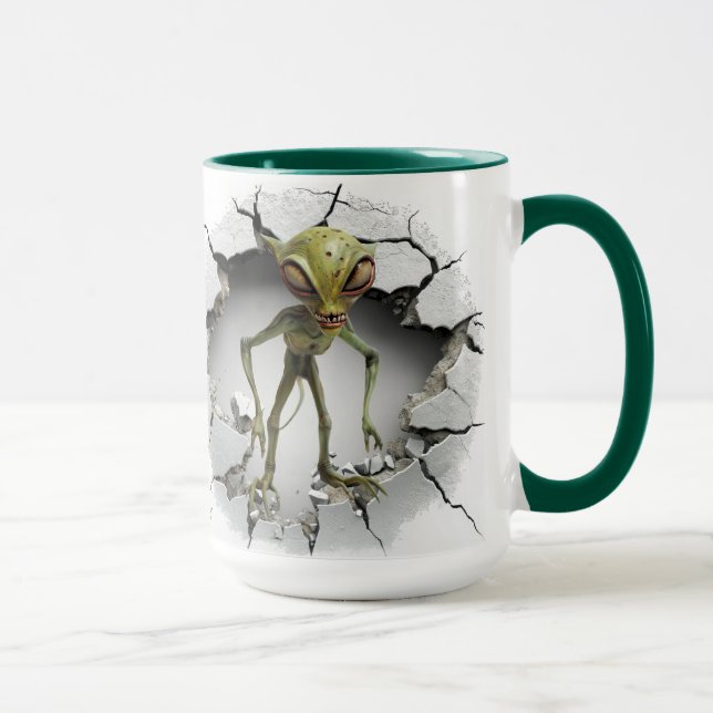 Taza Alien escapando de una pared (Derecha)