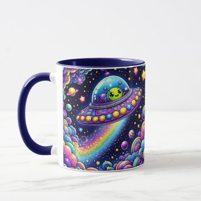 Taza Alienígena Arcoíris Kawaii (Izquierda)
