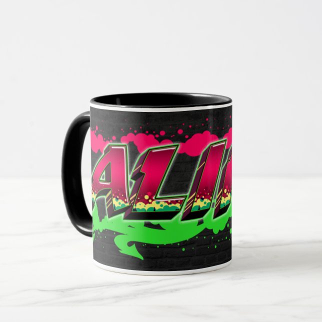 Taza Alina Vorname Name Graffiti red green Tasse (Anverso izquierdo)