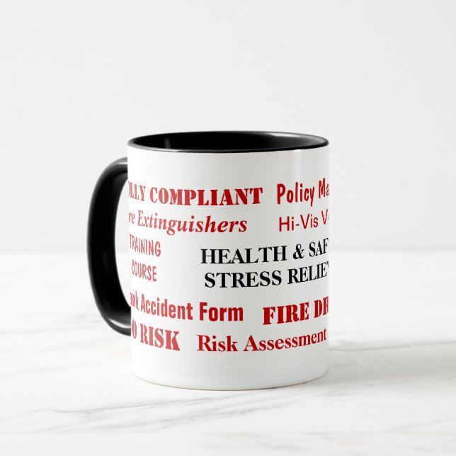 Taza Alivio de estrés de Chiste para la salud y segurid (Anverso izquierdo)