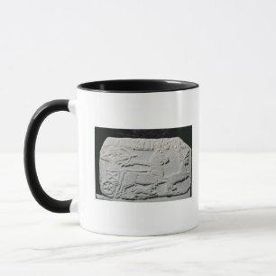 Taza Alivio que representa una caza de los ciervos