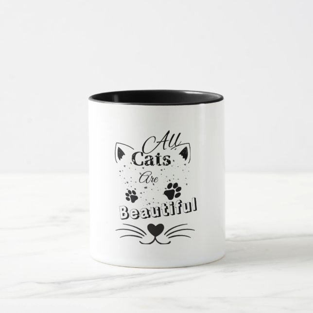 Taza All Cats Are Beautiful – Minimal Cute Cat Design (Centro)