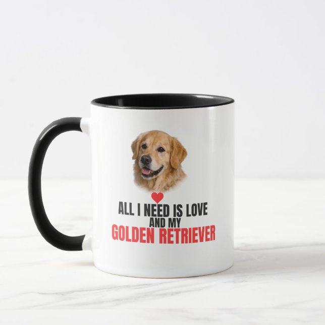 Taza All I Need Is Love and My Golden Retriever Mug (Izquierda)