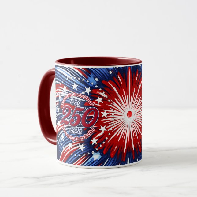 Taza All Men Are Created Equal Graphic Fireworks Pop (Anverso izquierdo)
