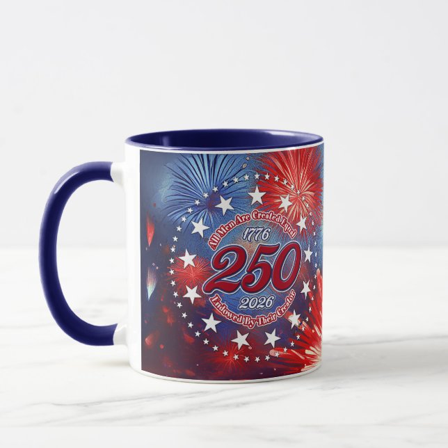 Taza  All Men Are Created Graphic Fireworks Burst (Izquierda)