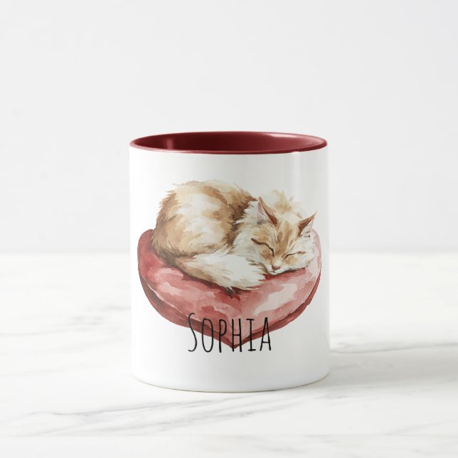 Taza Almohada de corazón rojo de gato (Centro)