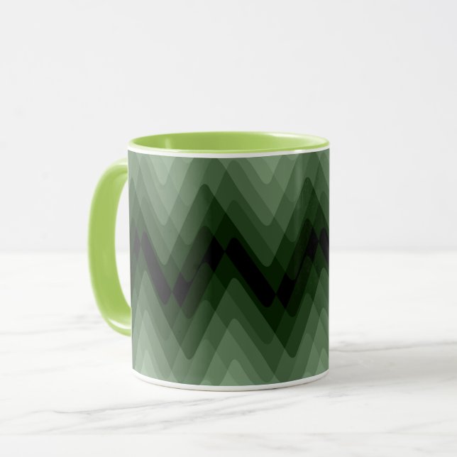 Taza Almohada de tirar zigzag verde oscuro y menta (Anverso izquierdo)